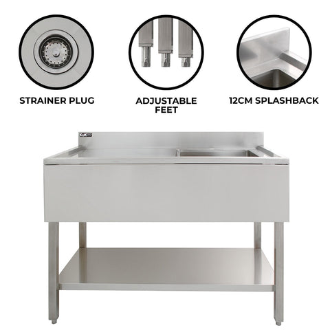 KuKoo Stainless Steel Catering Sink - Left Hand Drainer