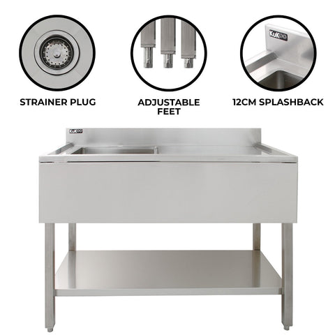 KuKoo Stainless Steel Catering Sink - Right Hand Drainer