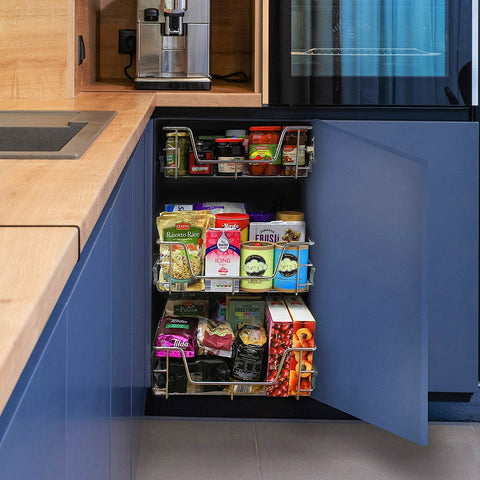 6 x KuKoo Kitchen Pull Out Storage Baskets – 300mm Wide Cabinet