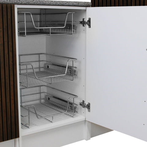 4 x KuKoo Kitchen Pull Out Storage Baskets – 400mm Wide Cabinet