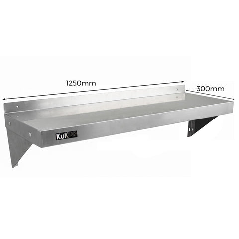 KuKoo Commercial Sink With Pre-Rinse Tap, 6ft Stainless Steel Catering Bench, 2 x Wall Mounted Shelves