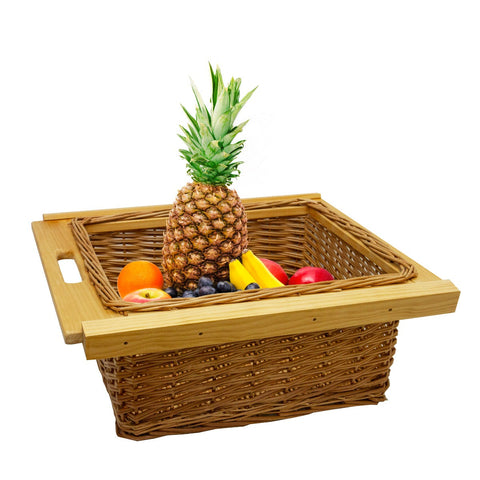 2 x Pull Out Wicker Kitchen Baskets 500mm