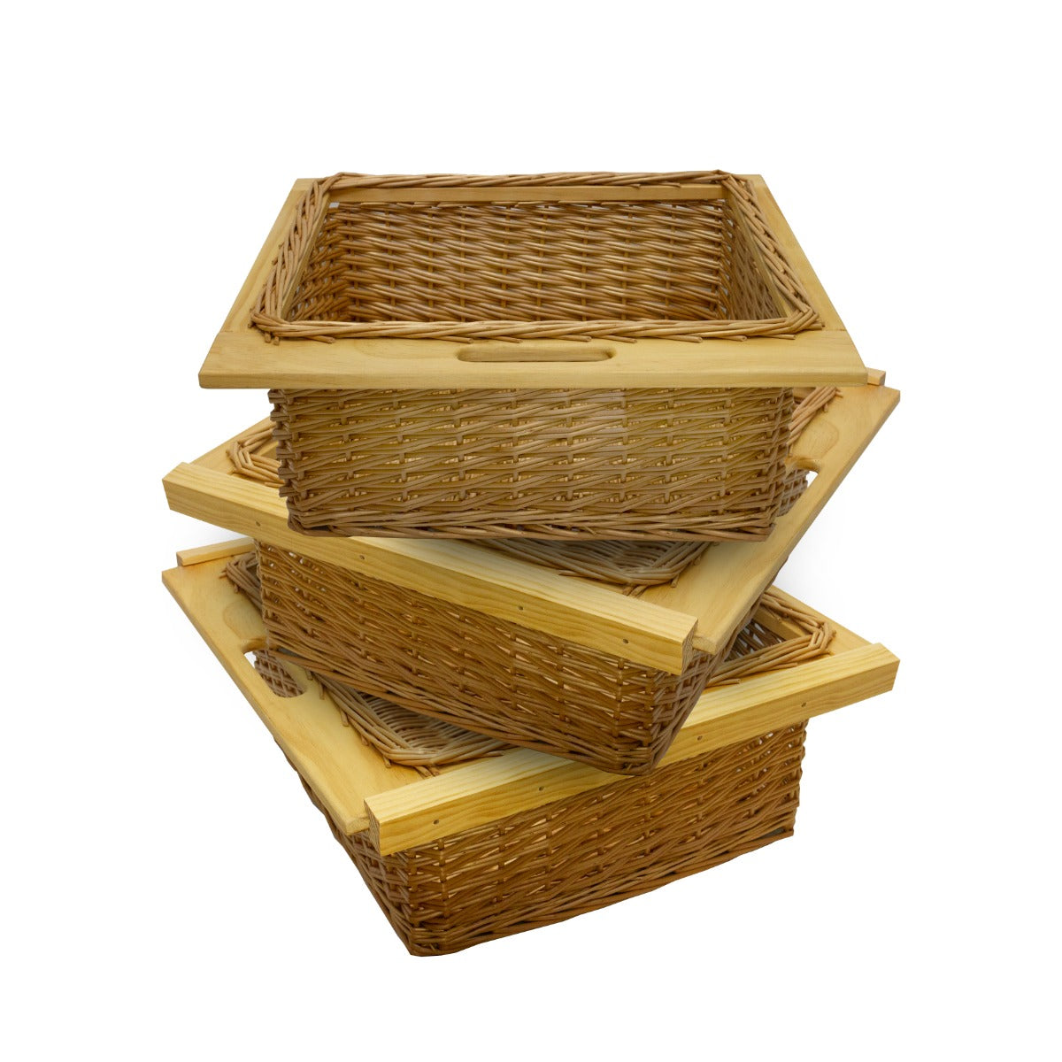 3 x Pull Out Wicker Kitchen Baskets 600mm – KuKoo